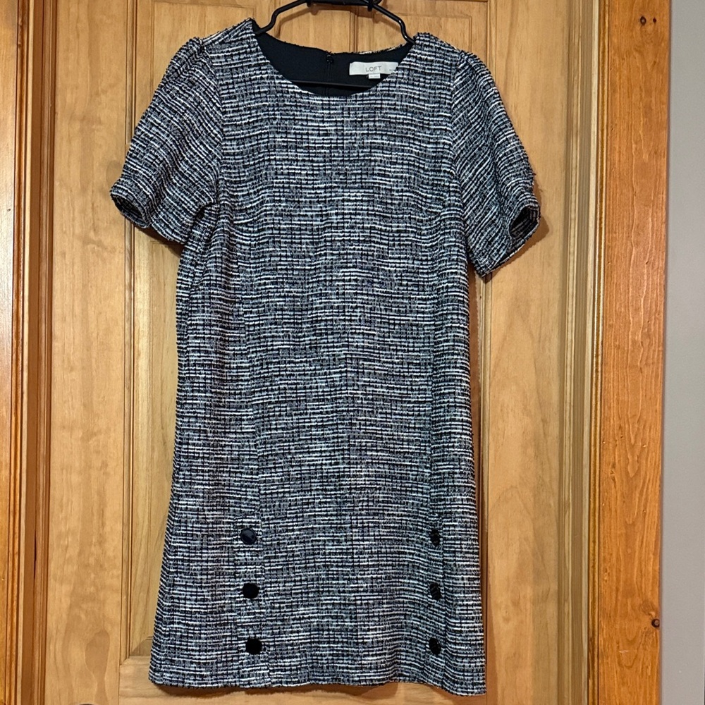 Chic Black and White Tweed Dress